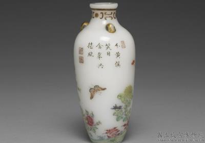 图片[2]-Glass vase with flower and butterfly in falangcai painted enamels, Qianlong reign (1736-1795), Qing dynasty-China Archive